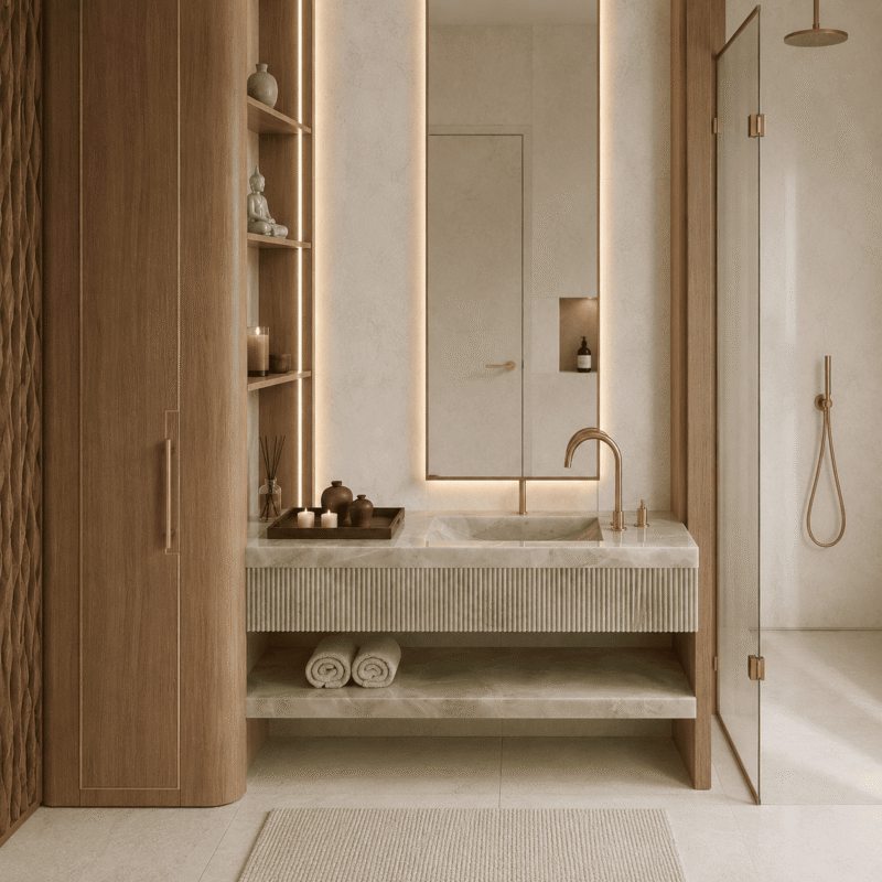 Luma Fluted Floating Marble Vanity