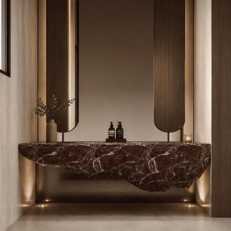 Rosso Levanto Sculpted Floating Vanity
