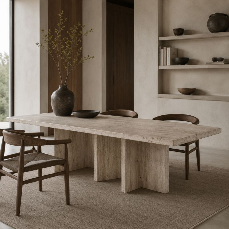 Terra Travertine Monolith Dining Table