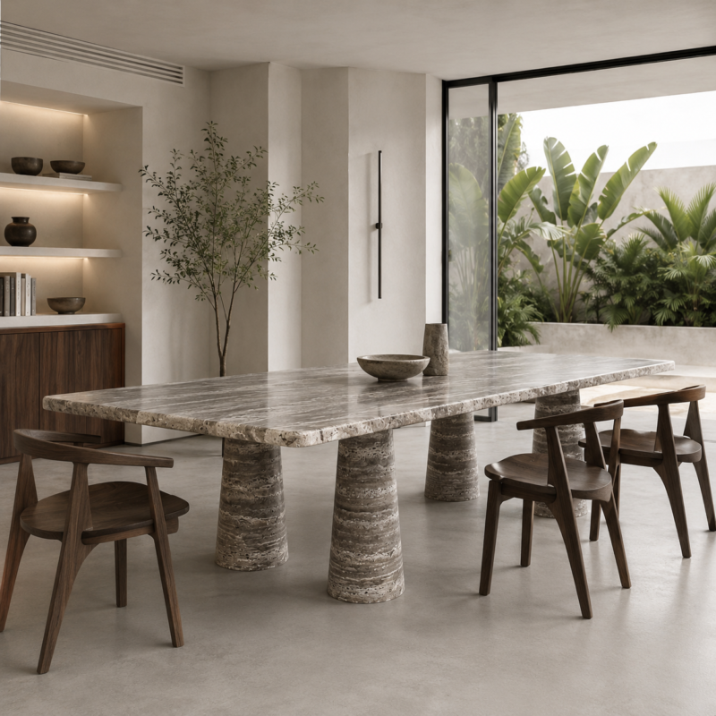 Colonnade Travertine Dining Table