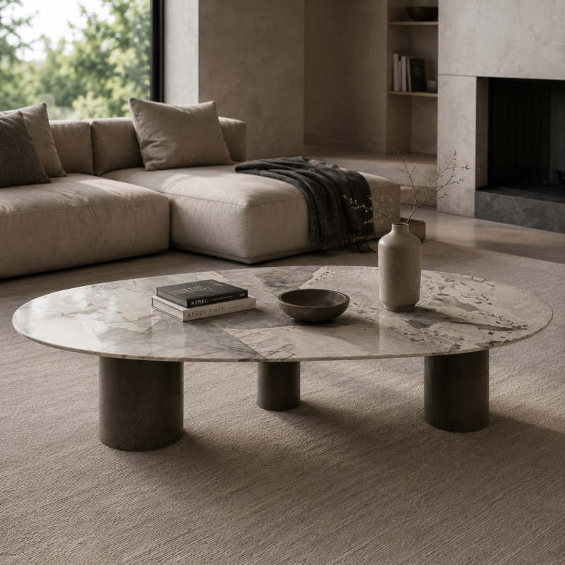 Calacatta Marble Oval Coffee Table