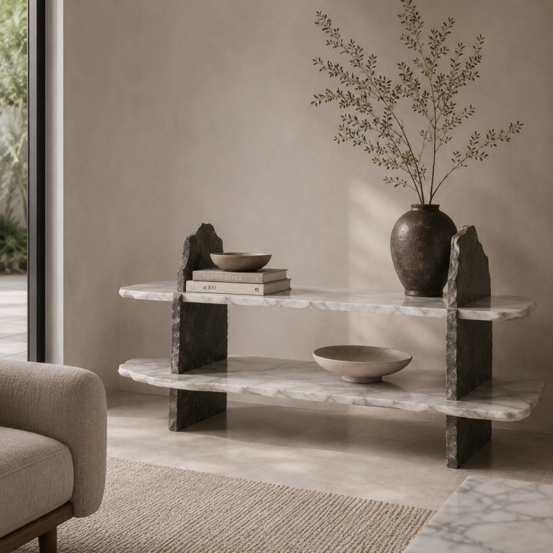 Raw Edge Marble Display Console