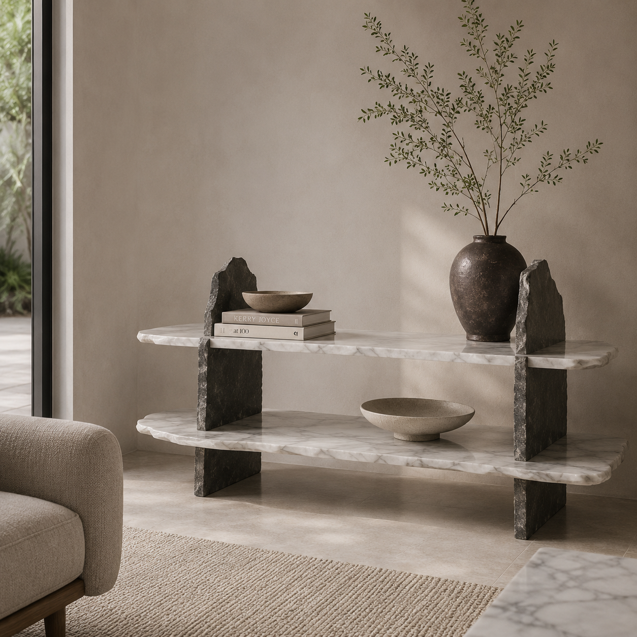 Raw Edge Marble Display Console