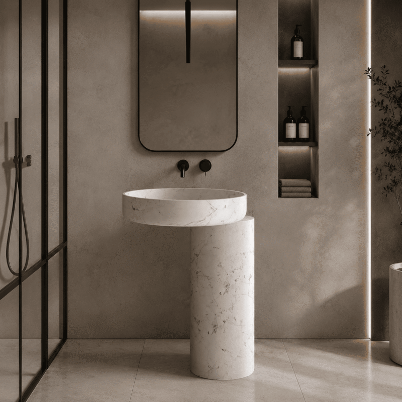 Halo Marble Pedestal Basin