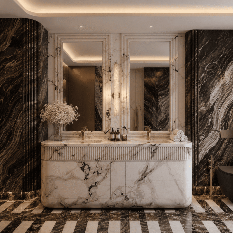 Calacatta Fluted Double Vanity
