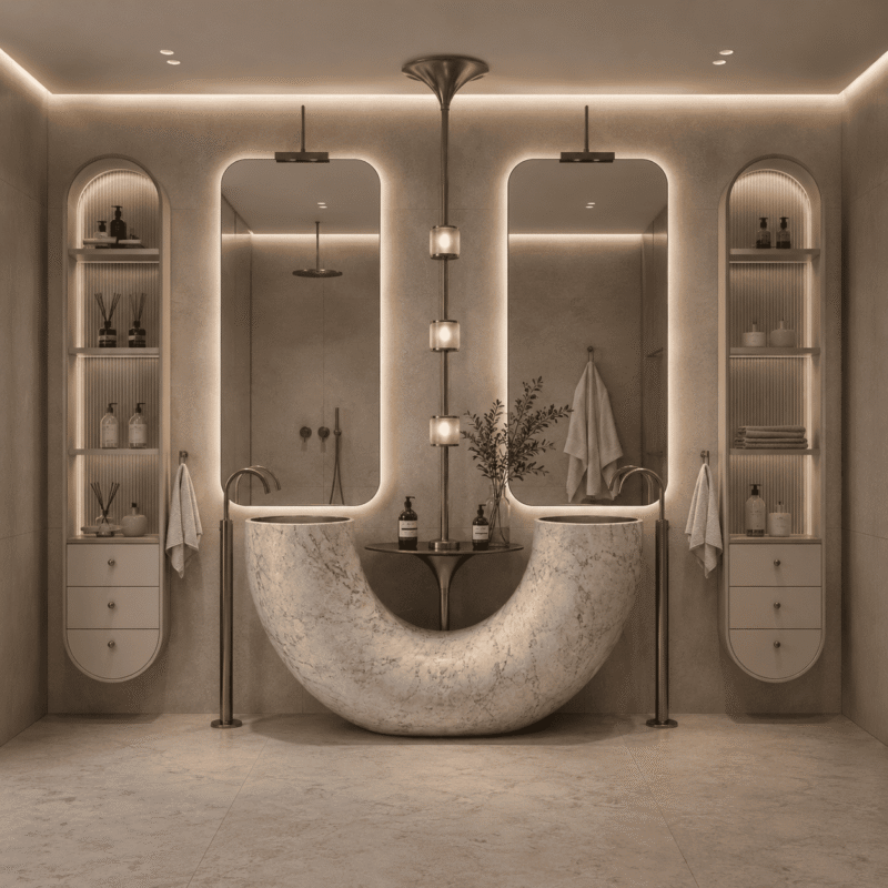 Luna Crescent Marble Double Vanity
