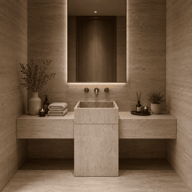 Axis Travertine Monolith Vanity