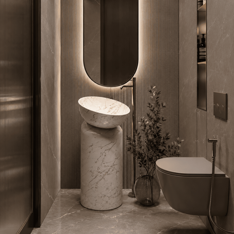 Aura Marble Pedestal Basin