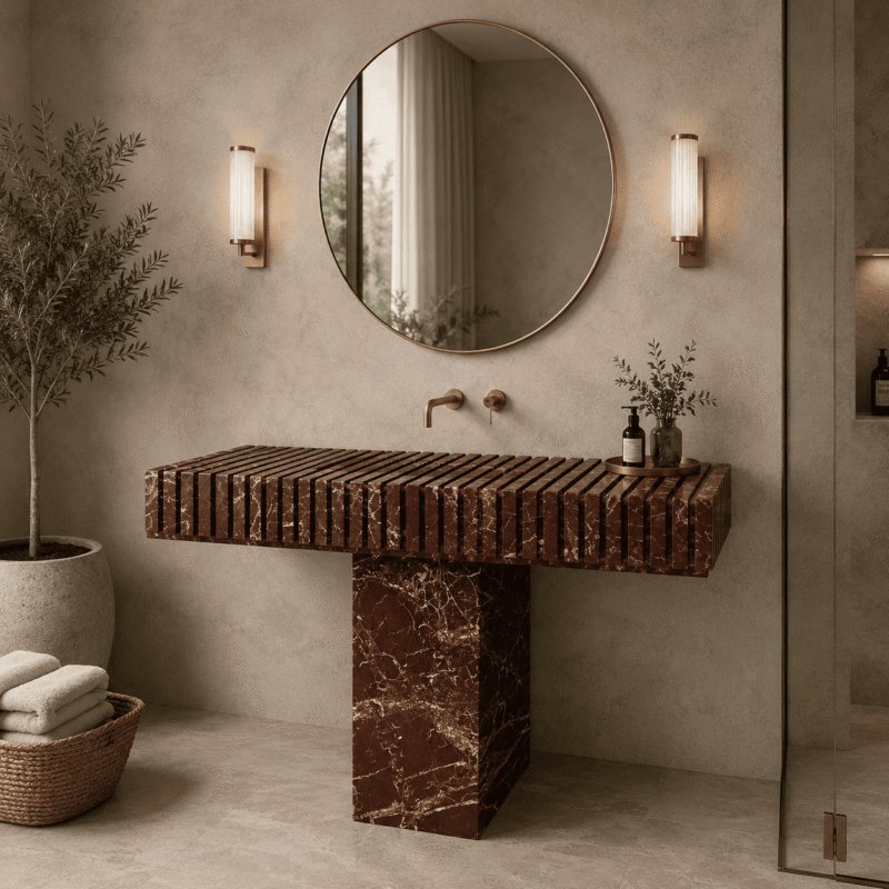 Verona Fluted Marble Vanity