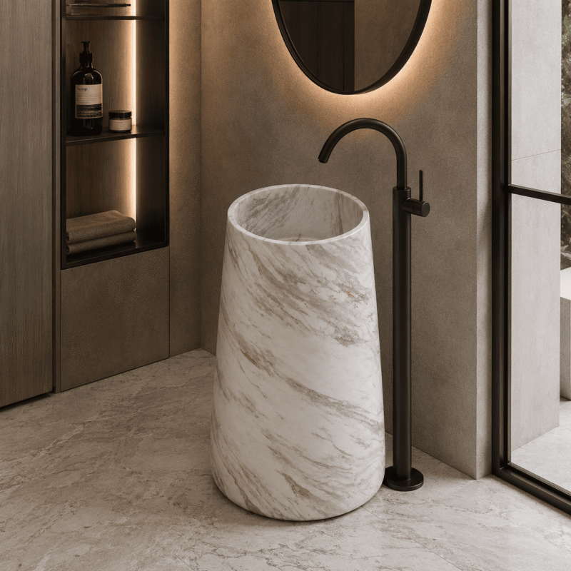 Aurelia Monolith Marble Pedestal Basin