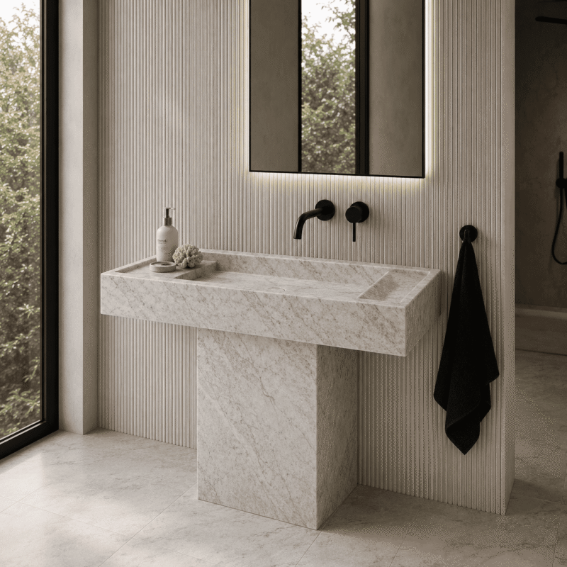 Monolith Marble Pedestal Basin
