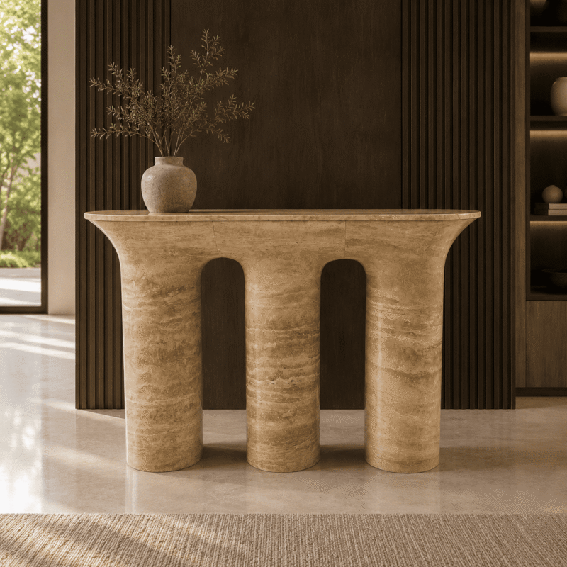 Arcadia Travertine Console Table