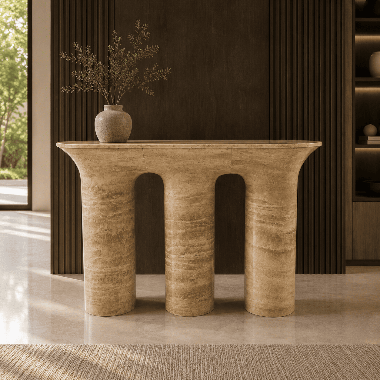 Arcadia Travertine Console Table