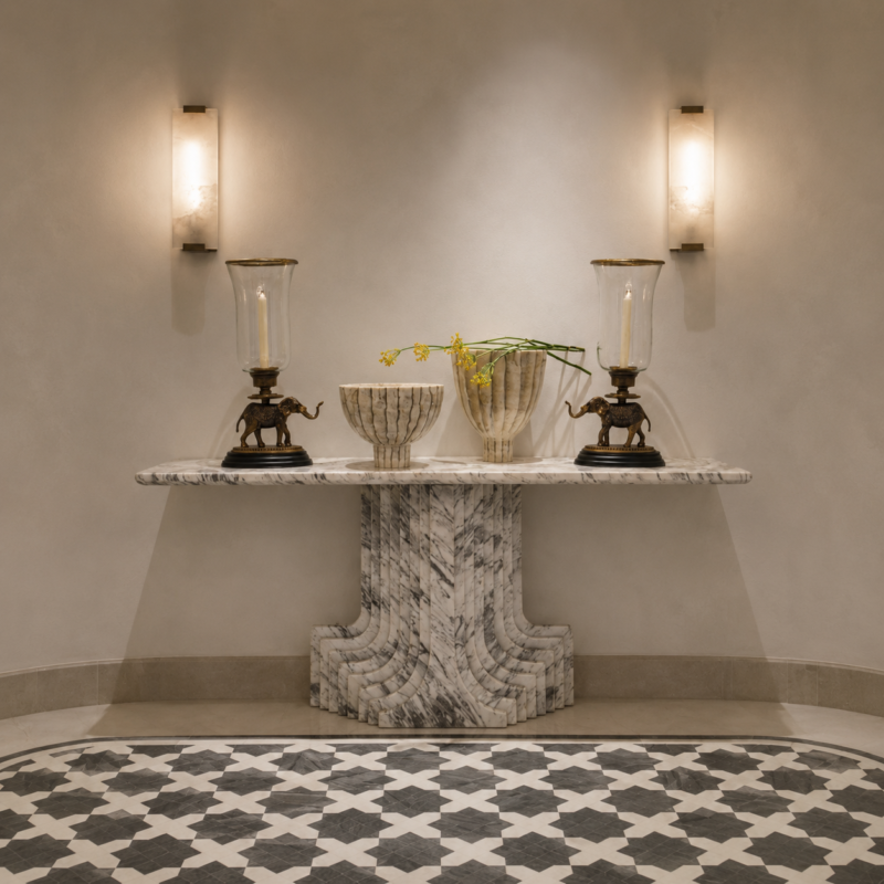 Cascade Fluted Marble Console