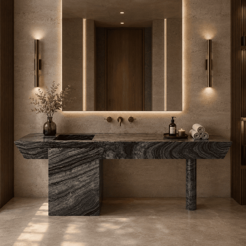 Strata Noir Floating Marble Vanity
