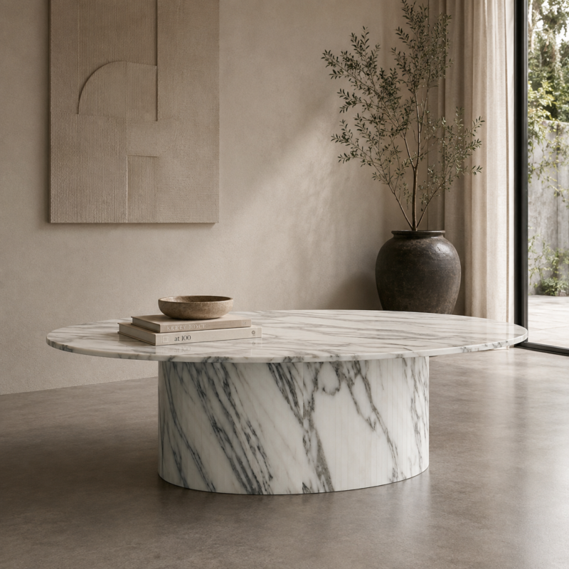 Luna Calacatta Round Dining Table