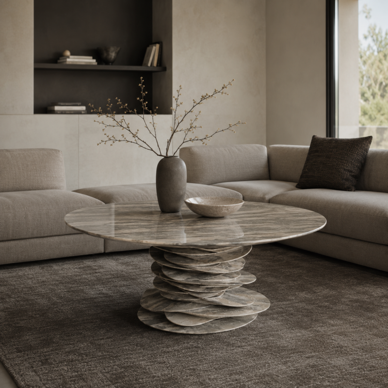 Layered Stone Sculpture Coffee Table