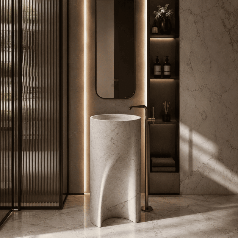 Luna Marble Pedestal Basin