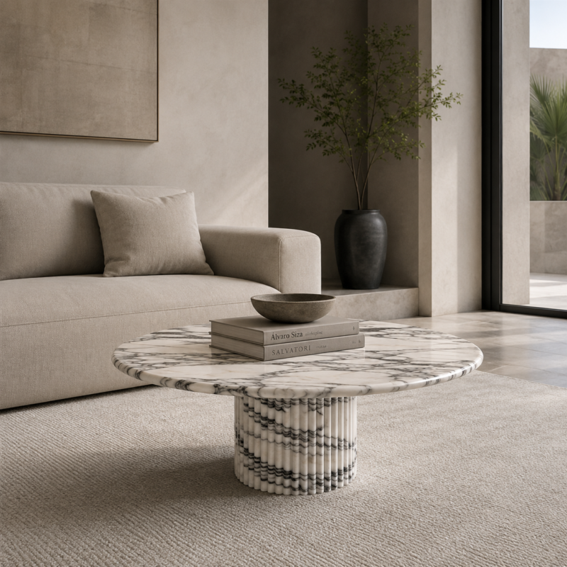 Calacatta Fluted Column Coffee Table