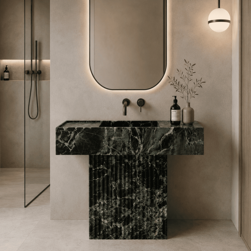 Noir Fluted Marble Vanity