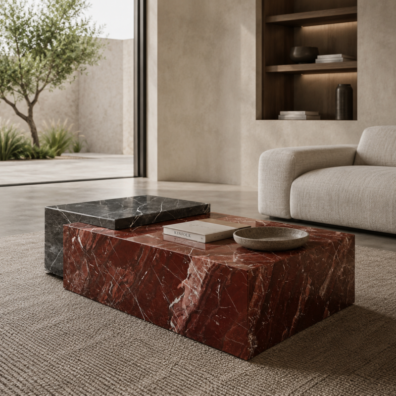 Rosso Levanto & Black Marquina Duo Coffee Table