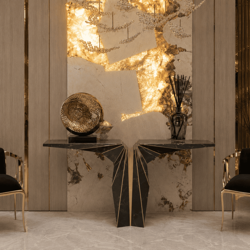 Radiant Noir Marble Console Table