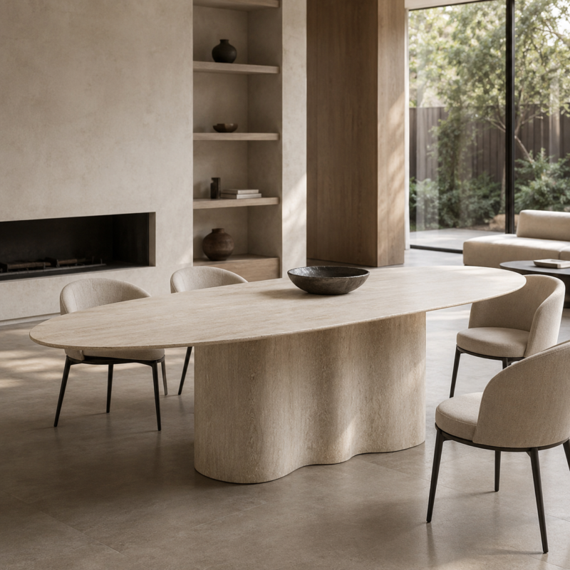 Cascade Travertine Dining Table