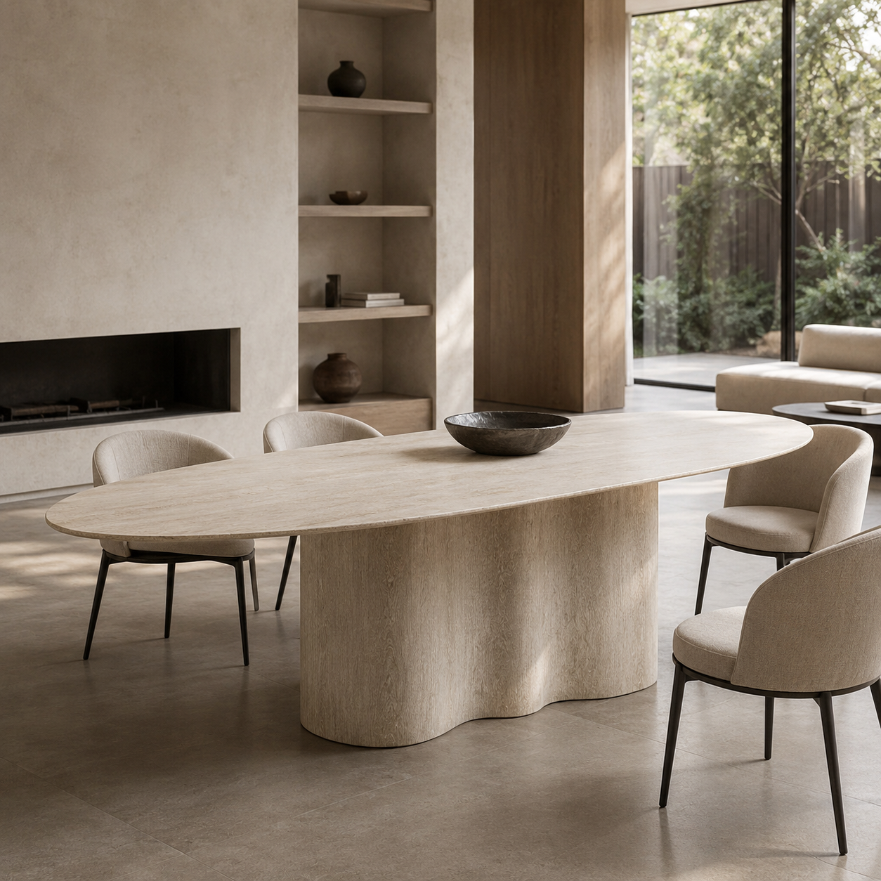 Cascade Travertine Dining Table