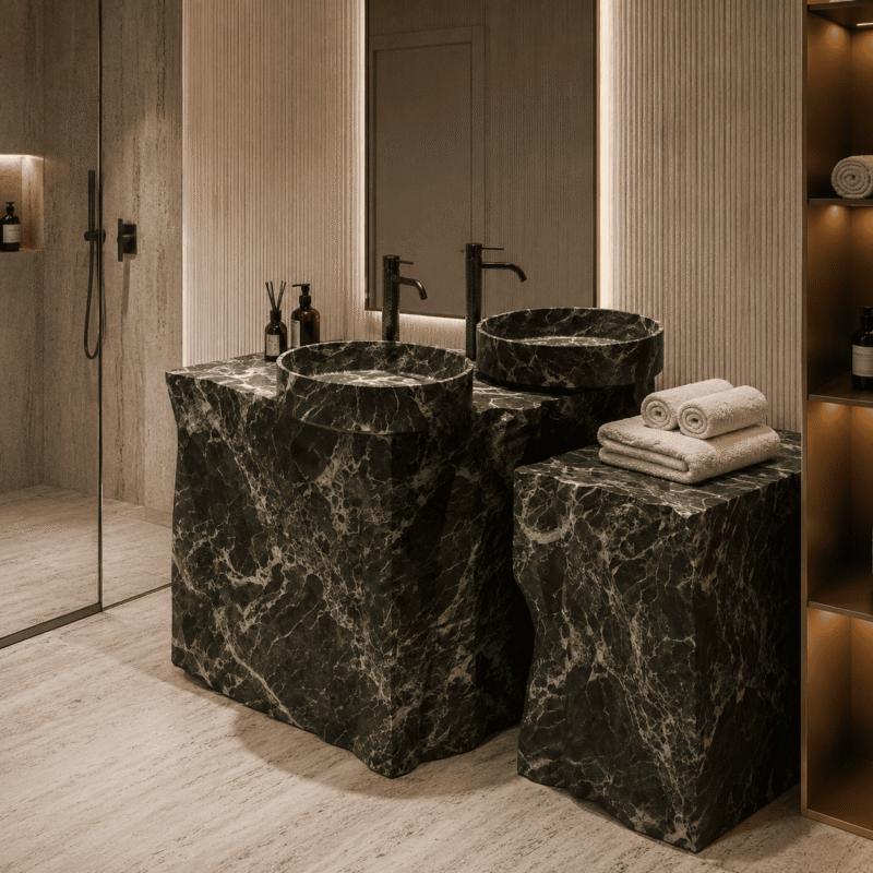 Noir Monolith Twin Vanity