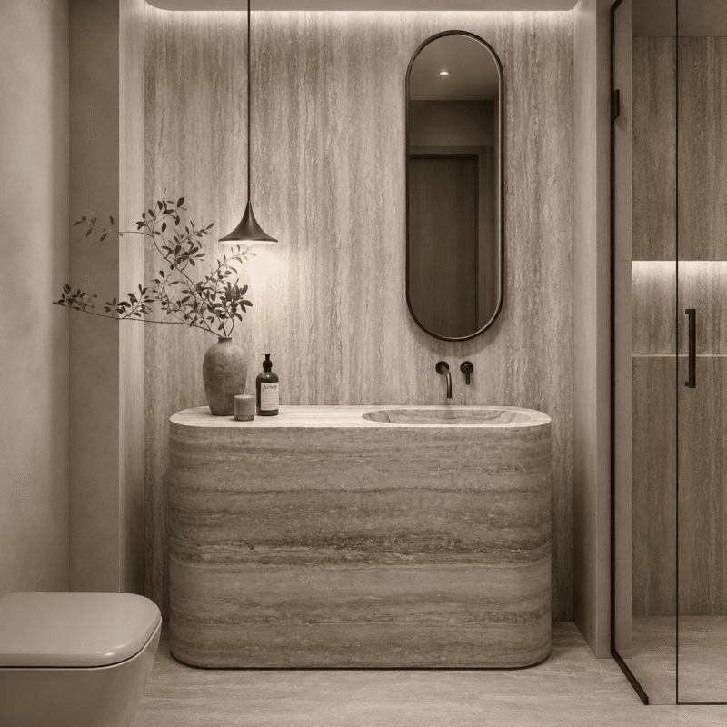 Travertine Arc Vanity