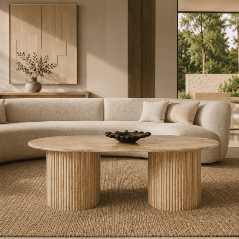 Fluto Travertine Coffee Table