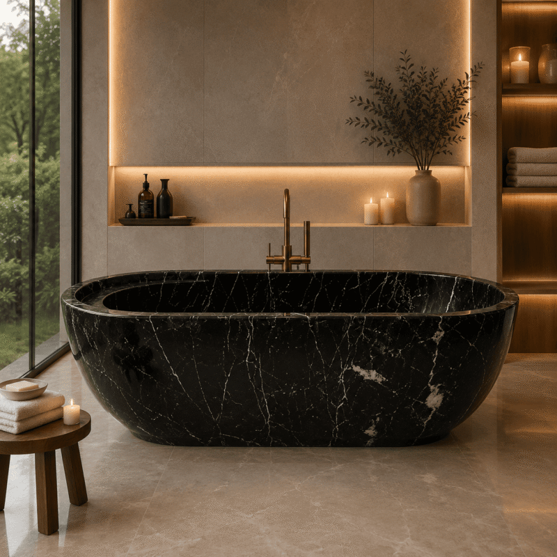 Black Marquina Marble Bathtub