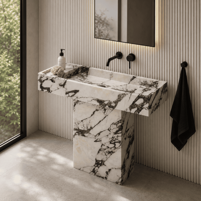 Calacatta Viola Marble Floating Vanity Basin