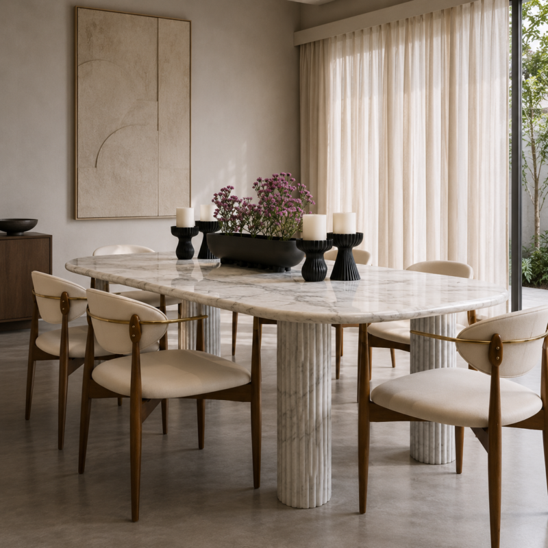 Élan Fluted Marble Dining Table