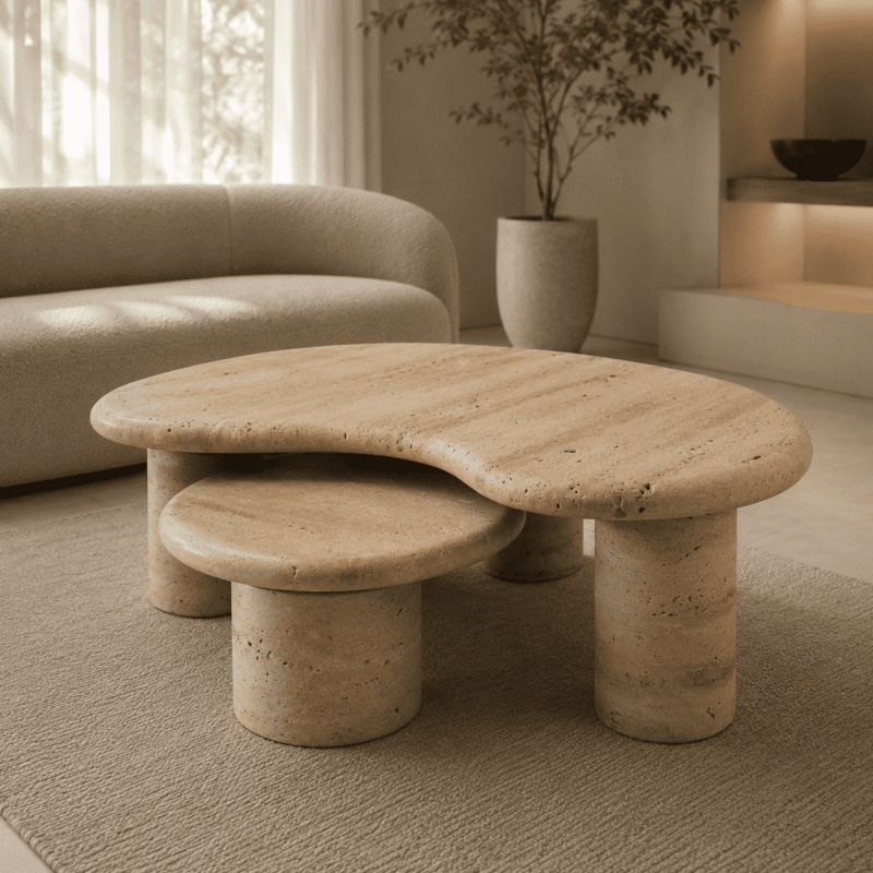 Forma Duo Travertine Coffee Table