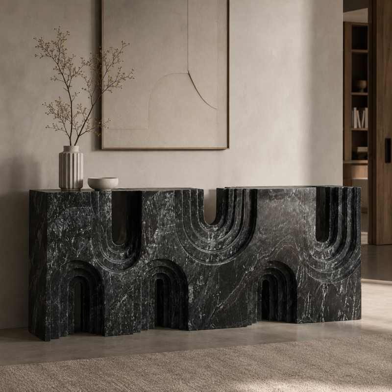 Arc Relief Marble Sideboard