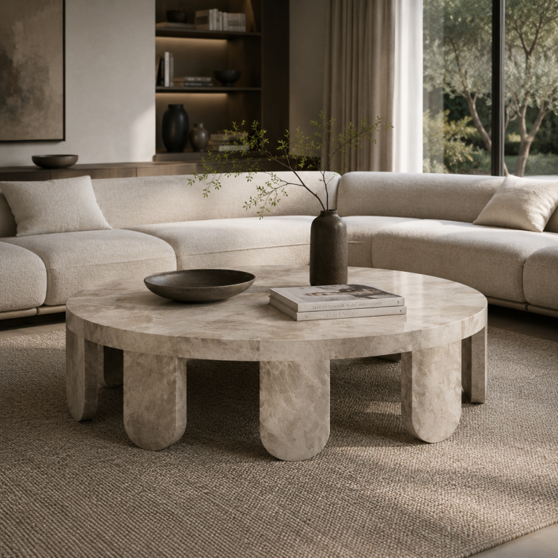 Travertine Pebble Coffee Table