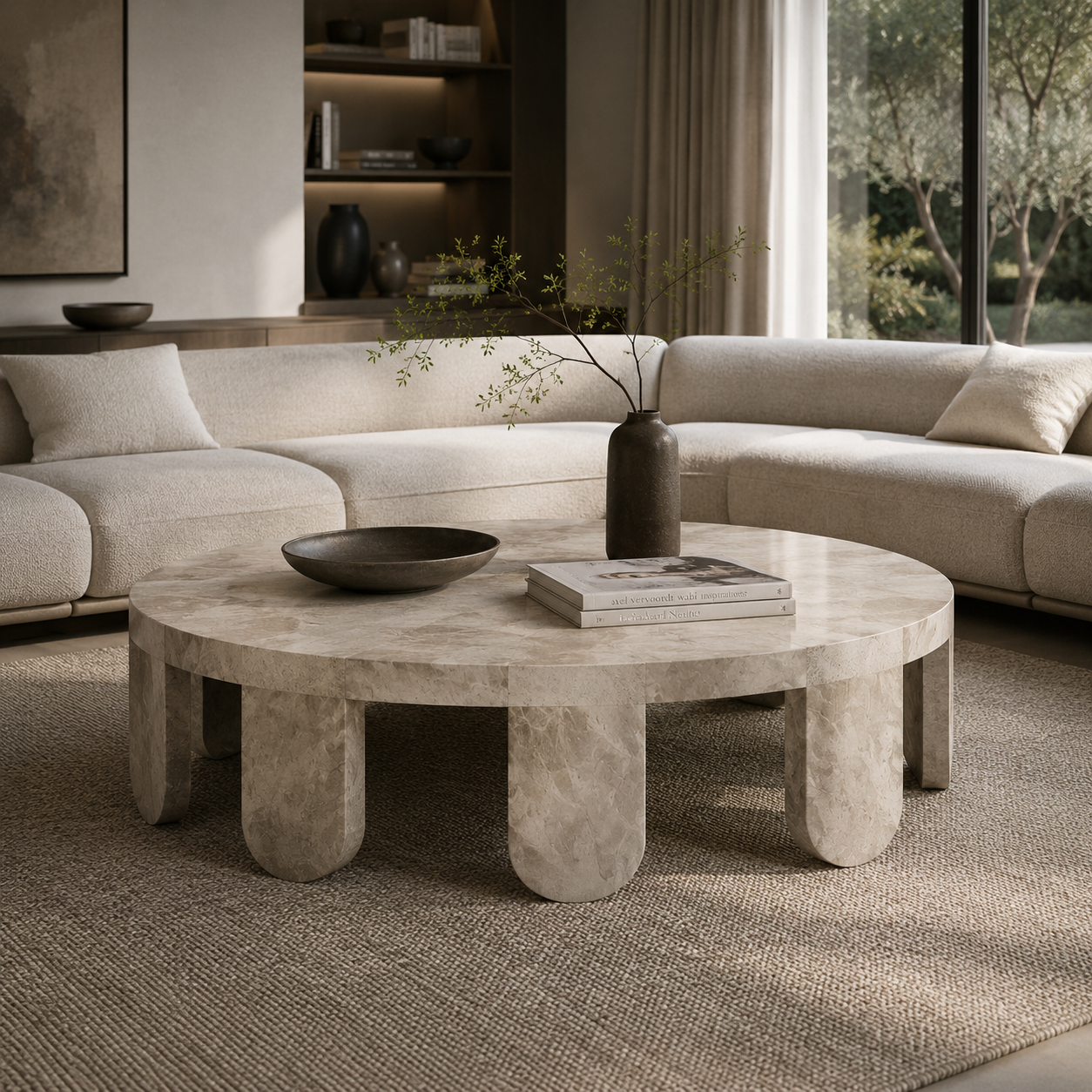 Travertine Pebble Coffee Table