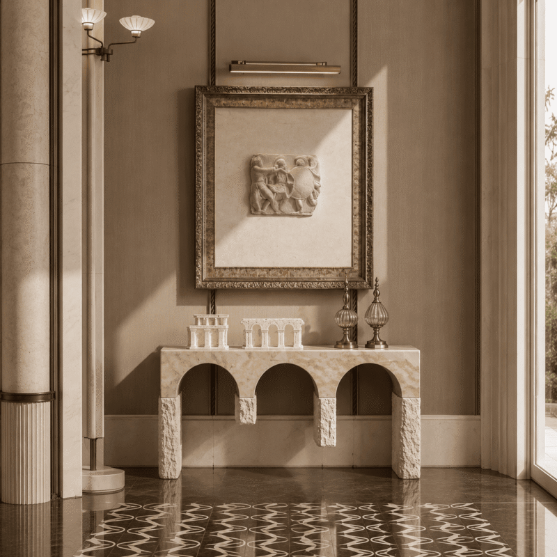 Rustic Arcade Marble Console Table