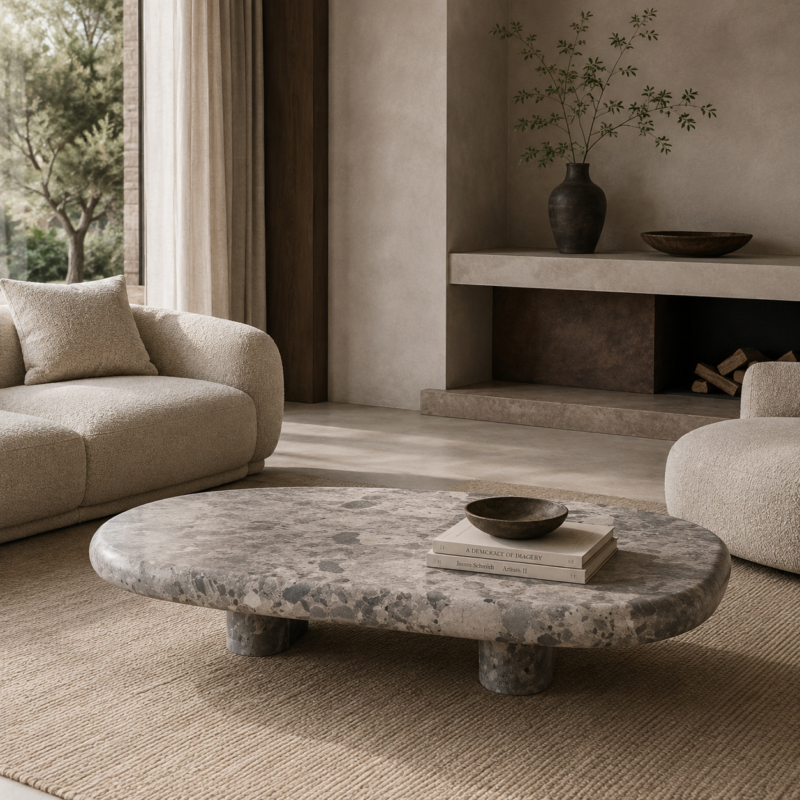 Silver Mist Travertine Coffee Table