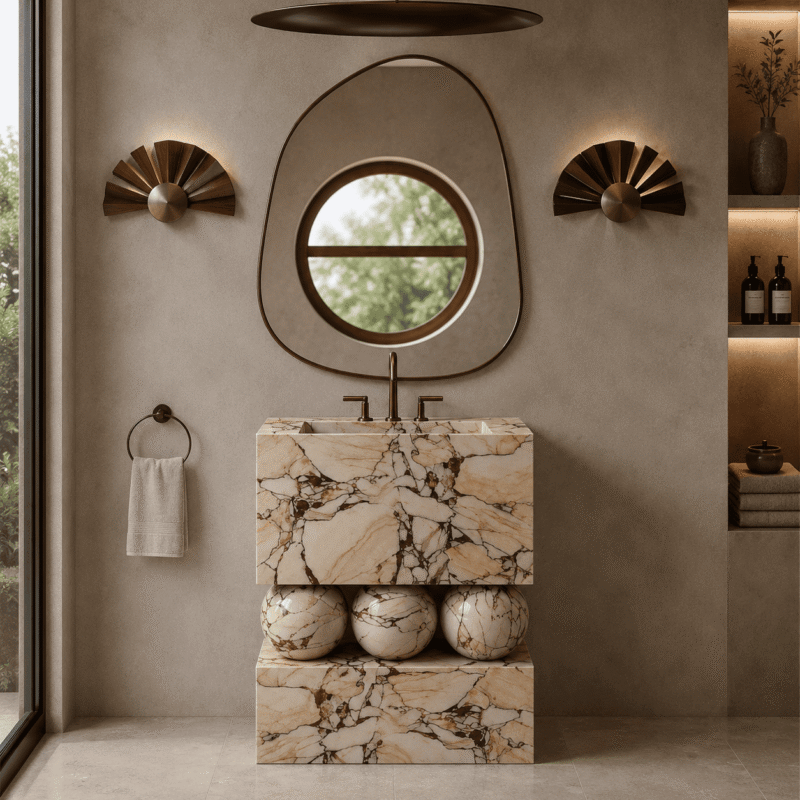 Calacatta Viola Marble Vanity with Sphere Pedestal