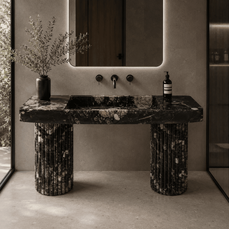 Fluted Monolith Marble Vanity