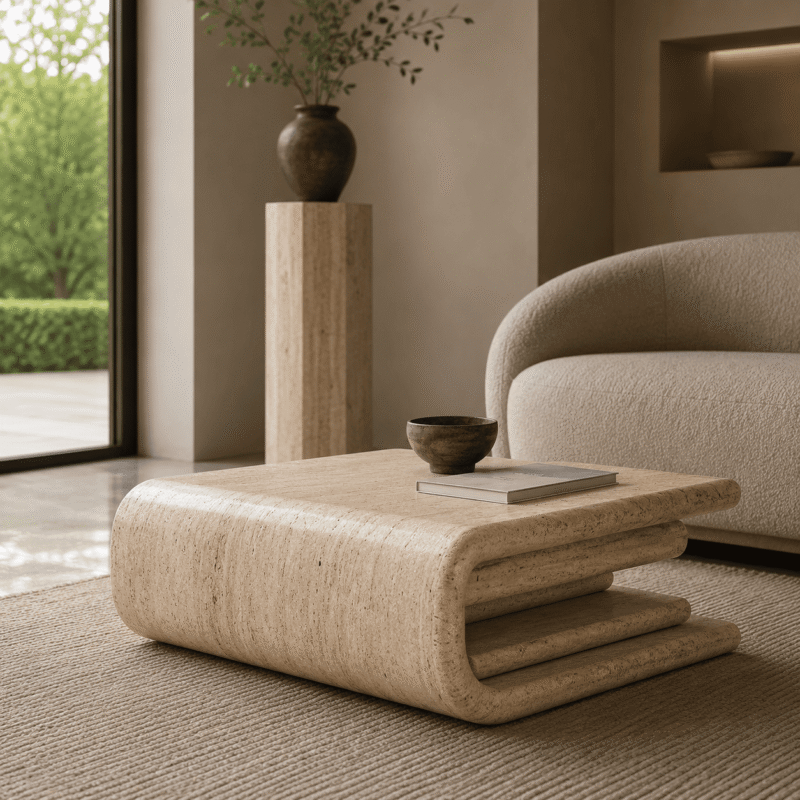 Loop Travertine Coffee Table
