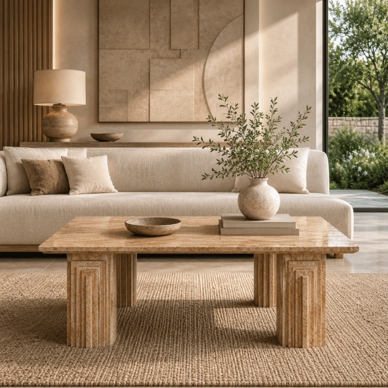 Heritage Fluted Marble Coffee Table