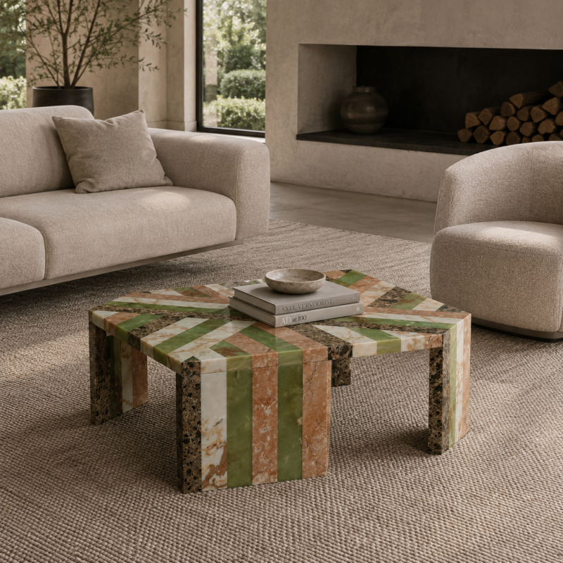 Mosaic Verde Marble Coffee Table