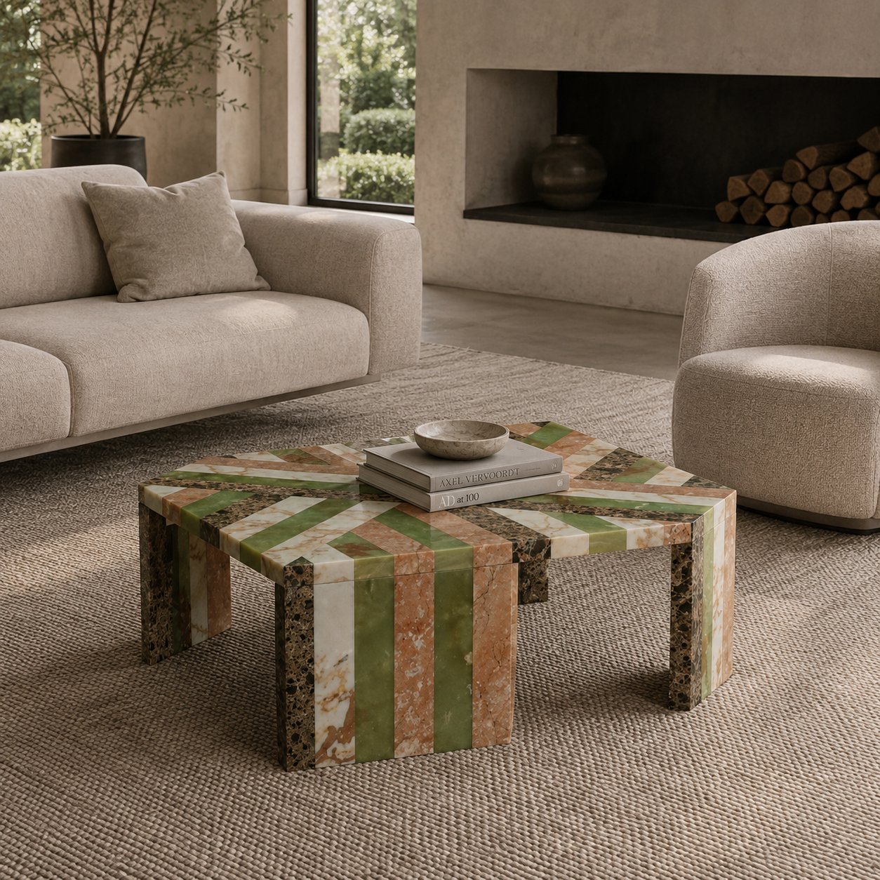 Mosaic Verde Marble Coffee Table