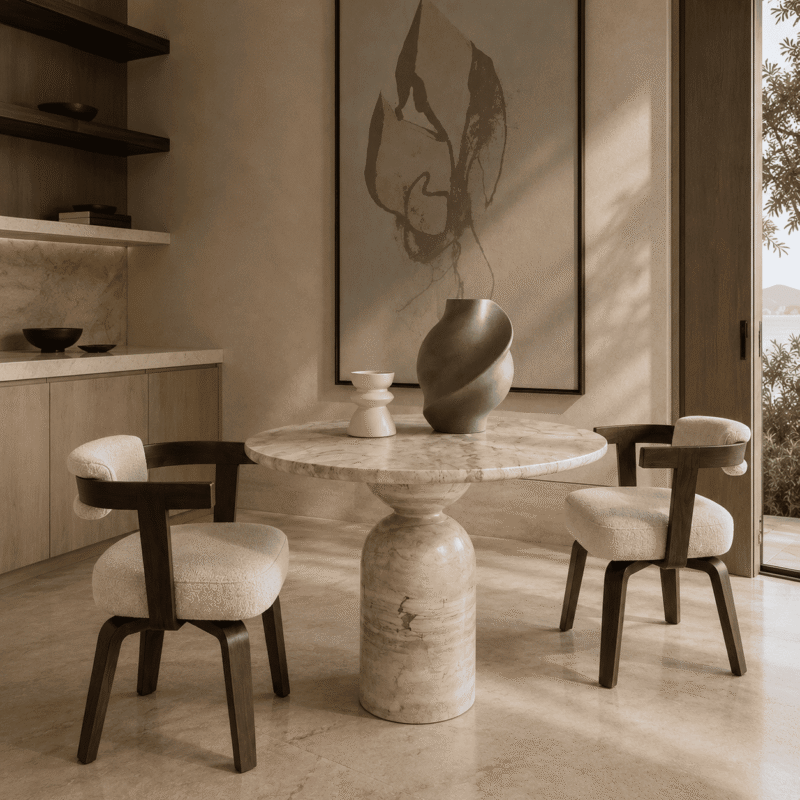 Pedestal Marble Dining Table