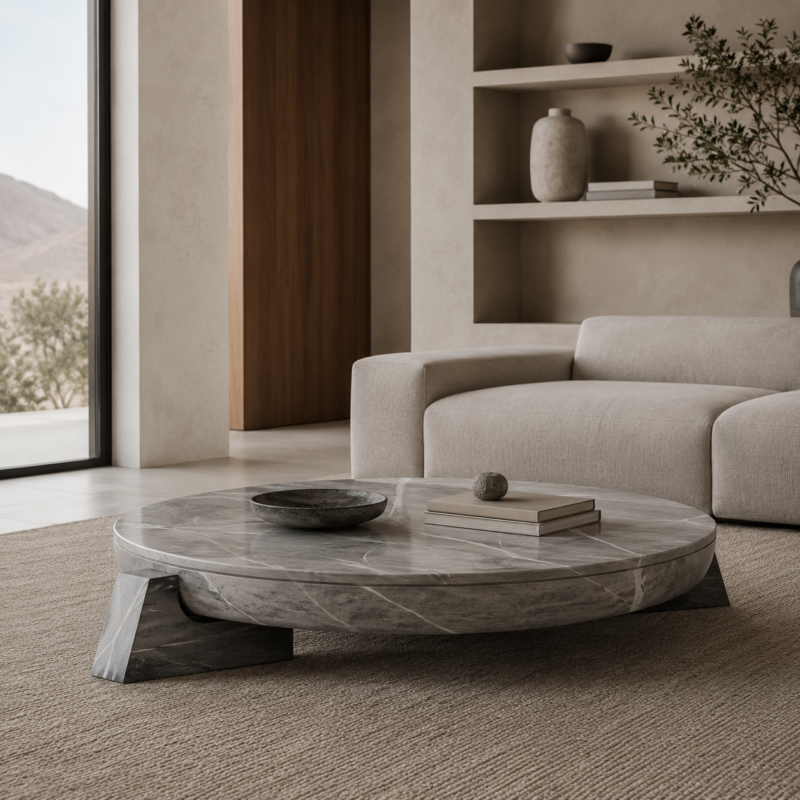 Grey Vein Marble Low Coffee Table