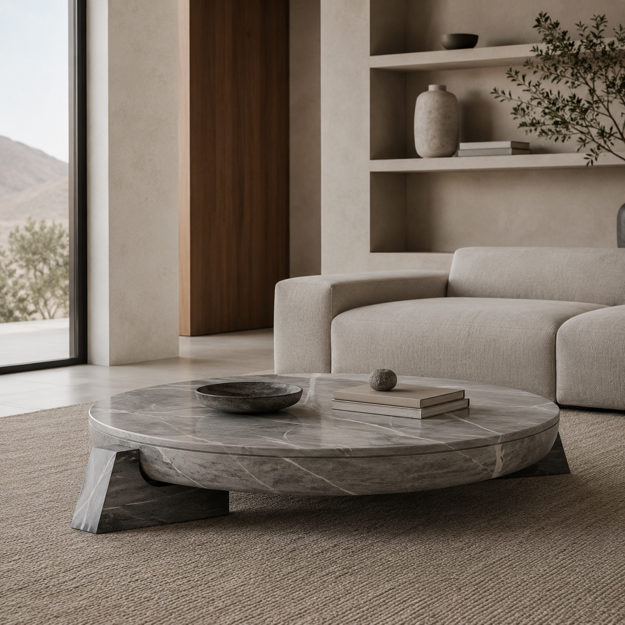 Grey Vein Marble Low Coffee Table