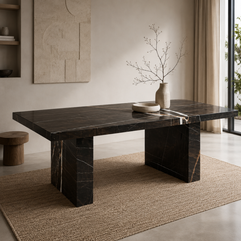 Obsidian Monolith Marble Dining Table